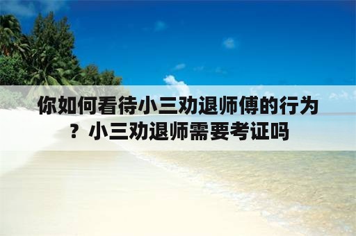 你如何看待小三劝退师傅的行为？小三劝退师需要考证吗