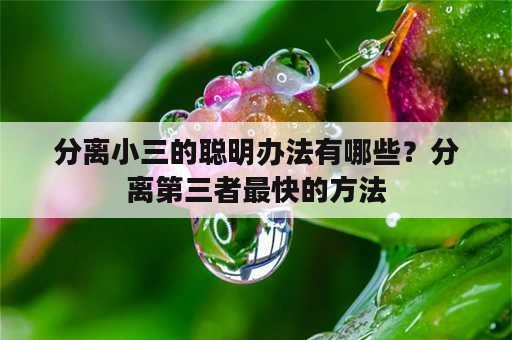 分离小三的聪明办法有哪些？分离第三者最快的方法