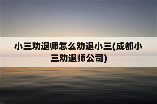 小三劝退师怎么劝退小三(成都小三劝退师公司)