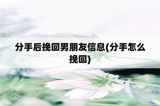 分手后挽回男朋友信息(分手怎么挽回)