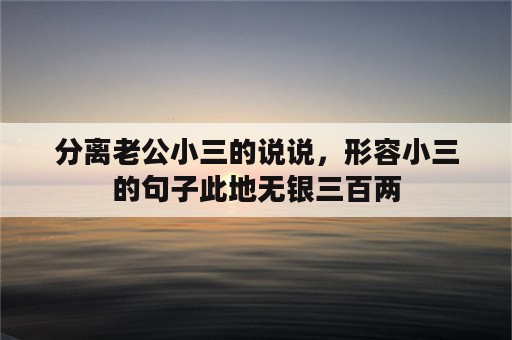 分离老公小三的说说，形容小三的句子此地无银三百两