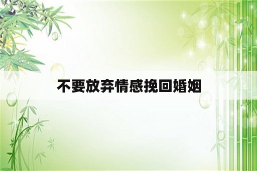 不要放弃情感挽回婚姻