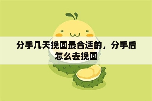 分手几天挽回最合适的，分手后怎么去挽回