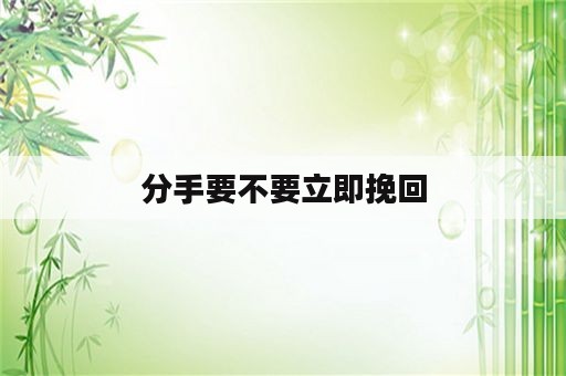 分手要不要立即挽回