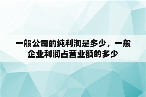 一般公司的纯利润是多少，一般企业利润占营业额的多少