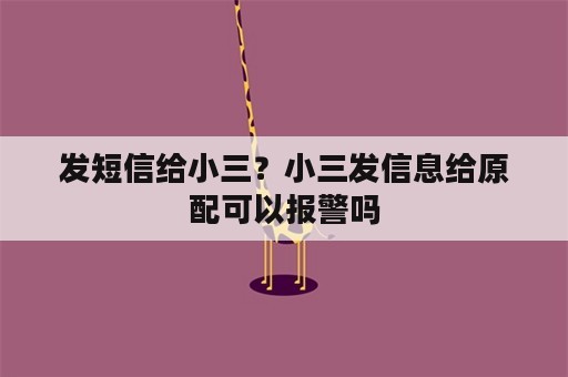 发短信给小三？小三发信息给原配可以报警吗