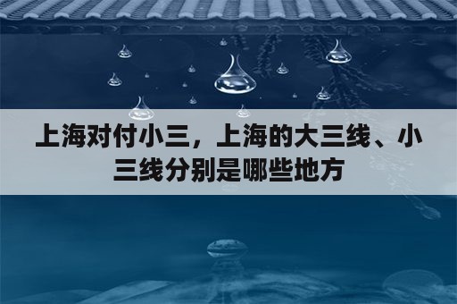 上海对付小三，上海的大三线、小三线分别是哪些地方