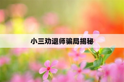 小三劝退师骗局揭秘