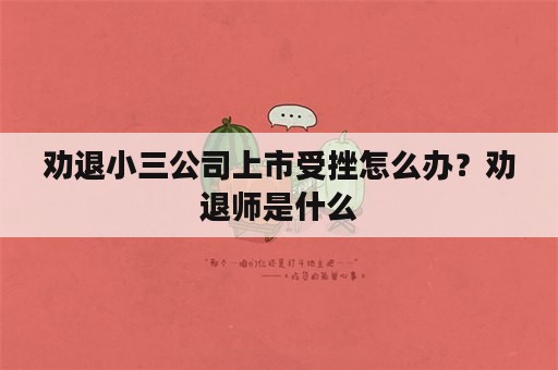 劝退小三公司上市受挫怎么办？劝退师是什么