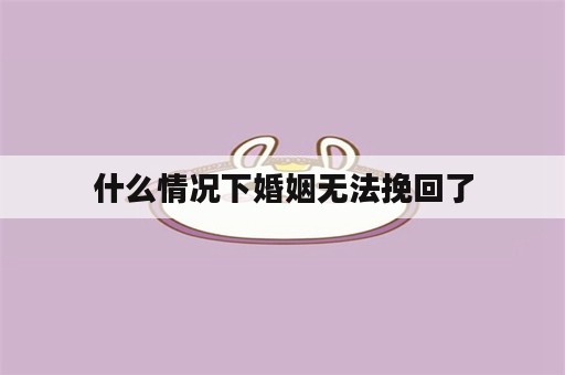 什么情况下婚姻无法挽回了