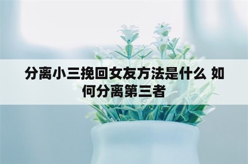 分离小三挽回女友方法是什么 如何分离第三者