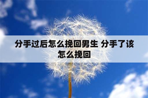 分手过后怎么挽回男生 分手了该怎么挽回