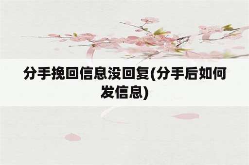 分手挽回信息没回复(分手后如何发信息)