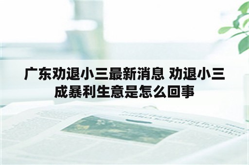 广东劝退小三最新消息 劝退小三成暴利生意是怎么回事