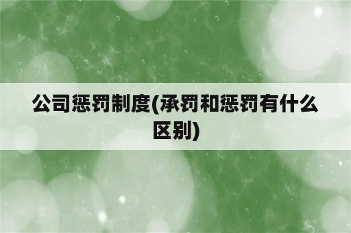 公司惩罚制度(承罚和惩罚有什么区别)