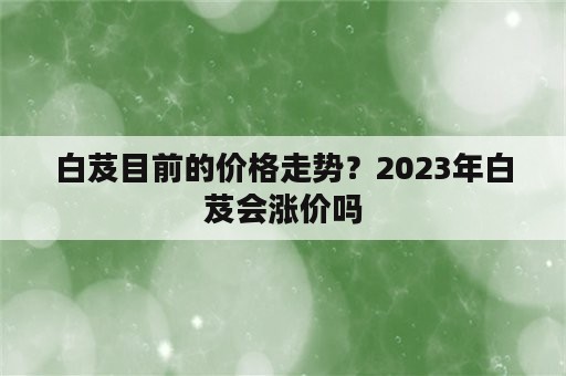 白芨目前的价格走势？2023年白芨会涨价吗