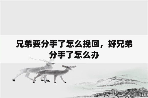 兄弟要分手了怎么挽回，好兄弟分手了怎么办