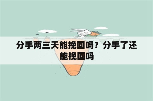 分手两三天能挽回吗？分手了还能挽回吗