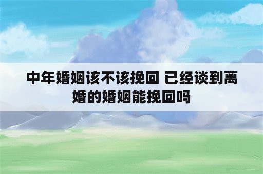 中年婚姻该不该挽回 已经谈到离婚的婚姻能挽回吗