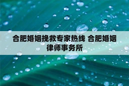 合肥婚姻挽救专家热线 合肥婚姻律师事务所