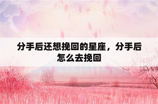 分手后还想挽回的星座，分手后怎么去挽回