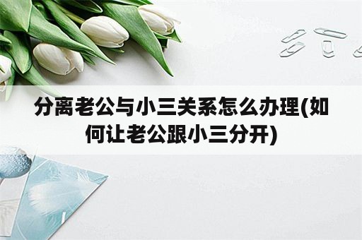 分离老公与小三关系怎么办理(如何让老公跟小三分开)