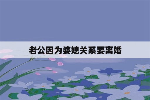 老公因为婆媳关系要离婚