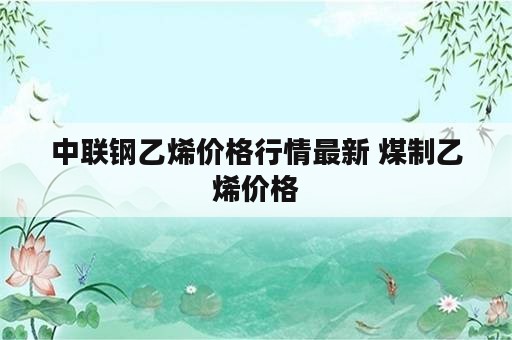 中联钢乙烯价格行情最新 煤制乙烯价格