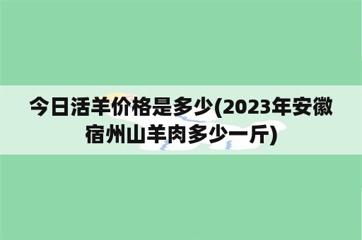 今日活羊价格是多少(2023年安徽宿州山羊肉多少一斤)