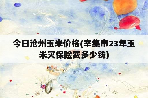 今日沧州玉米价格(辛集市23年玉米灾保险费多少钱)