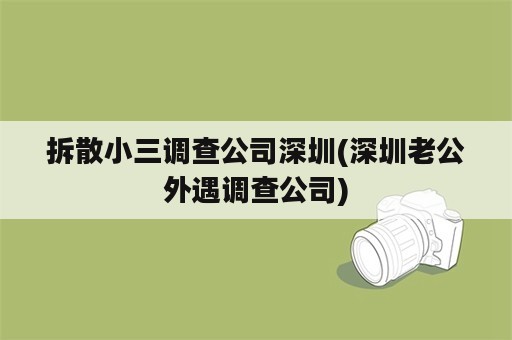 拆散小三调查公司深圳(深圳老公外遇调查公司)