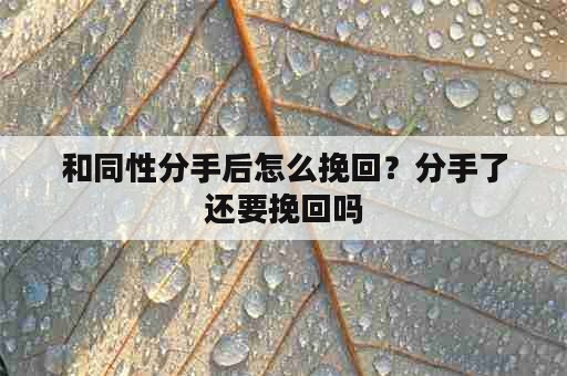 和同性分手后怎么挽回？分手了还要挽回吗