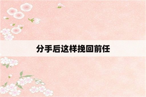 分手后这样挽回前任