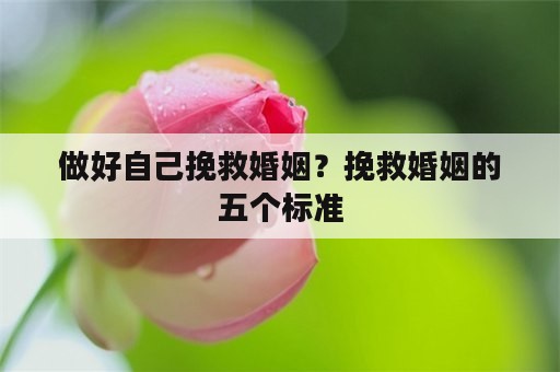 做好自己挽救婚姻？挽救婚姻的五个标准