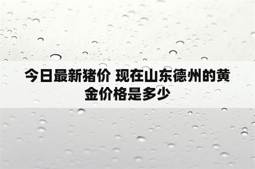 今日最新猪价 现在山东德州的黄金价格是多少