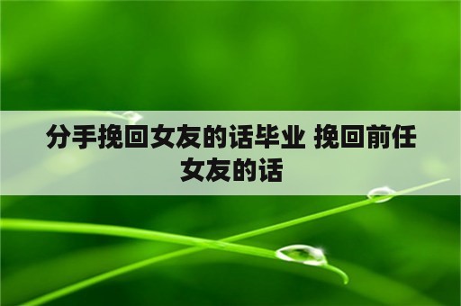 分手挽回女友的话毕业 挽回前任女友的话