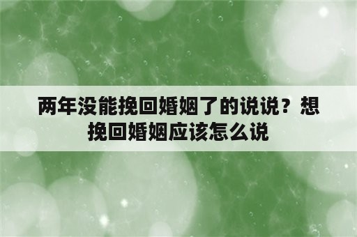 两年没能挽回婚姻了的说说？想挽回婚姻应该怎么说