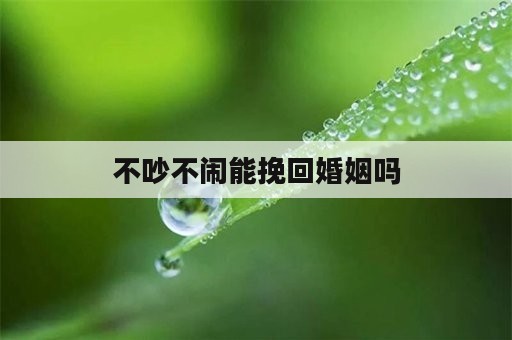 不吵不闹能挽回婚姻吗