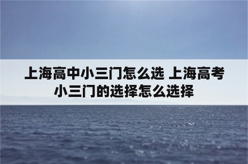 上海高中小三门怎么选 上海高考小三门的选择怎么选择