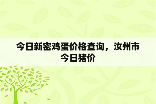 今日新密鸡蛋价格查询，汝州市今日猪价