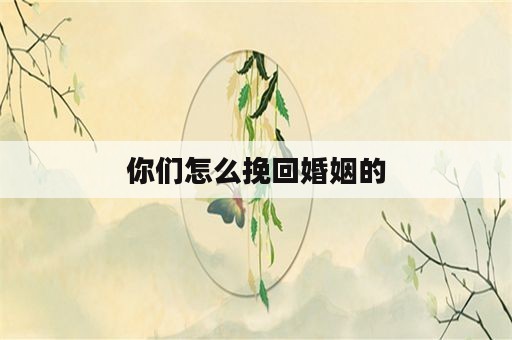 你们怎么挽回婚姻的