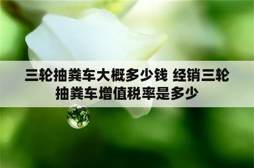 三轮抽粪车大概多少钱 经销三轮抽粪车增值税率是多少