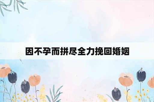 因不孕而拼尽全力挽回婚姻