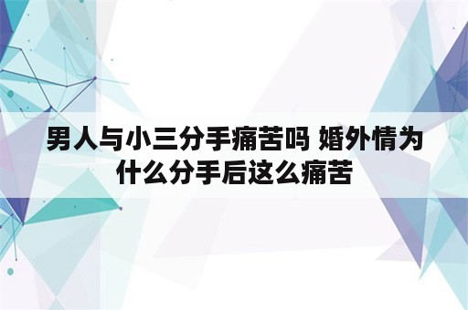 男人与小三分手痛苦吗 婚外情为什么分手后这么痛苦