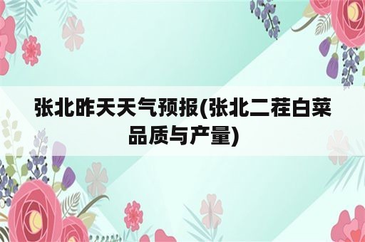 张北昨天天气预报(张北二茬白菜品质与产量)