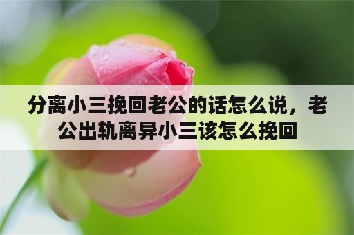 分离小三挽回老公的话怎么说，老公出轨离异小三该怎么挽回