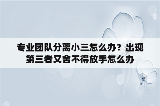 专业团队分离小三怎么办？出现第三者又舍不得放手怎么办