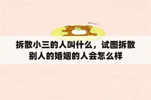 拆散小三的人叫什么，试图拆散别人的婚姻的人会怎么样