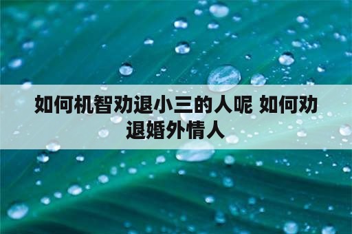 如何机智劝退小三的人呢 如何劝退婚外情人