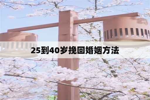 25到40岁挽回婚姻方法